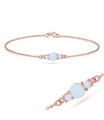 Rose Gold Plated Multiple Opal Silver Bracelet BRS-231-RO-GP